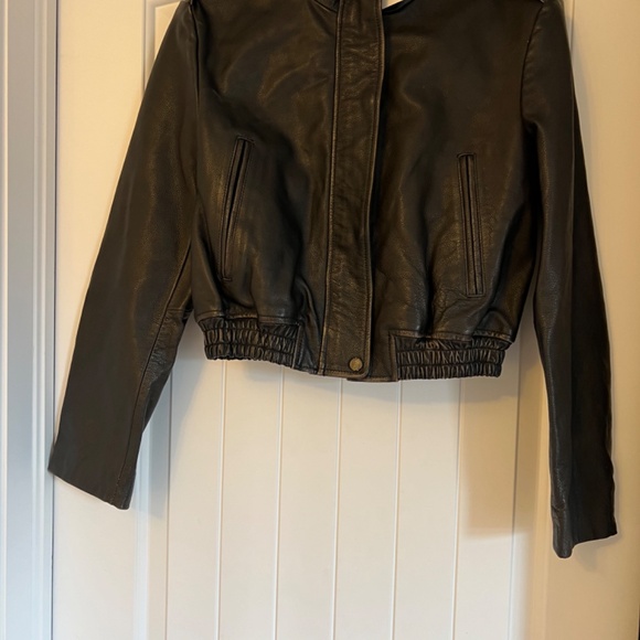 Zara genuine leather distressed jacket brown NWOT - Picture 6 of 8